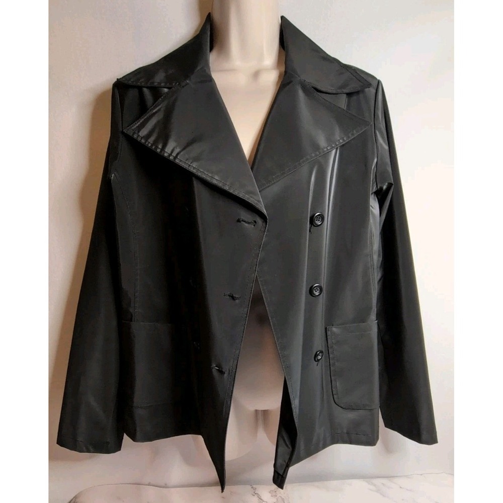 B.B. Dakota Women's Short Trench Coat/Rain Jacket Black Size Medium